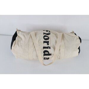 Vtg 70s Panama Jack Distressed Spell Out Florida Handled Canvas Duffle Bag USA